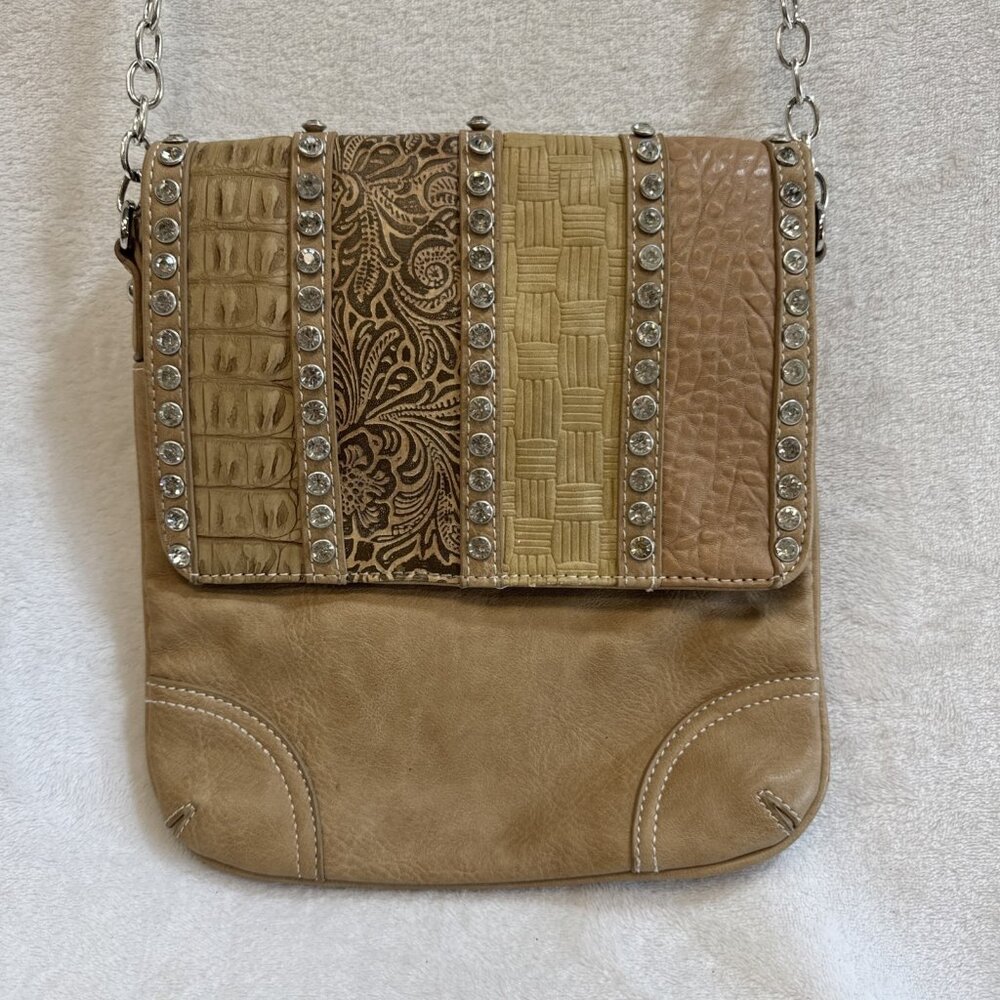 Silverake Elegant Silver Rhinestone Multi Pattern Crossbody Purse‎ Adjustable